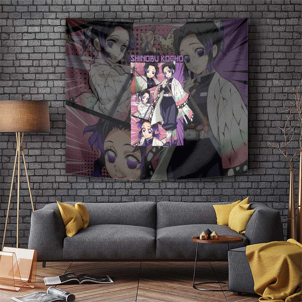 Shinobu Kocho Demon Slayer Insect Hashira Tapestry With Calm Smile Japan Anime Style