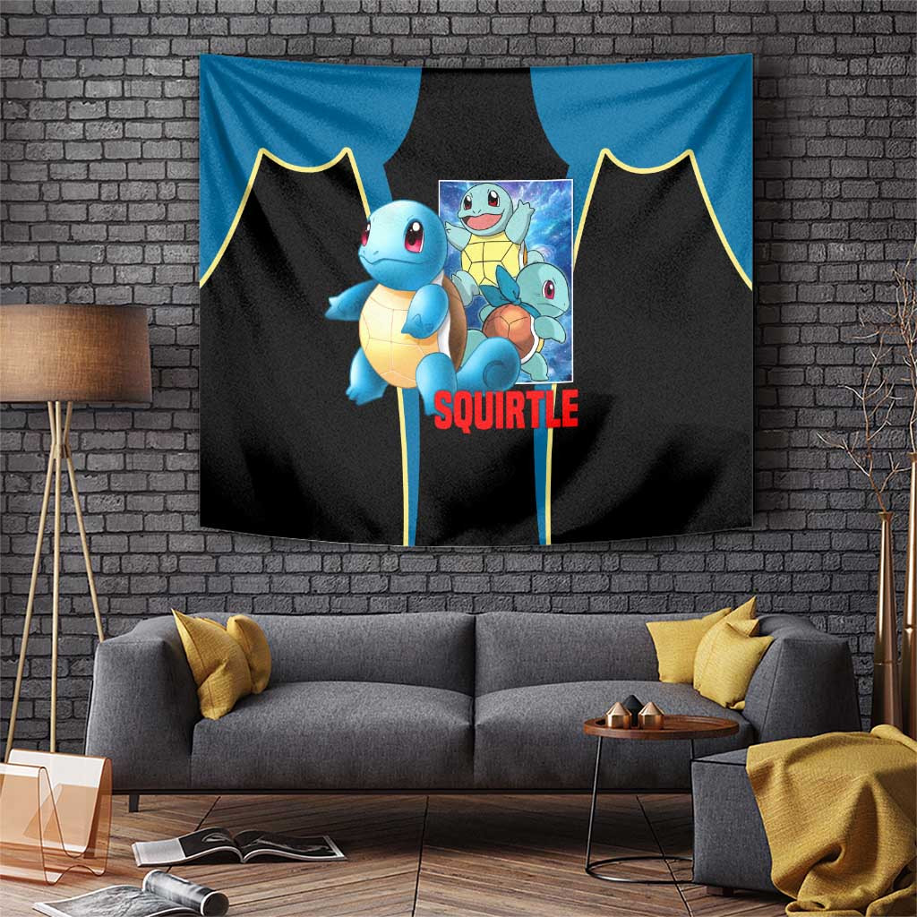 Squirtle Blue Anime Tapestry With Water Type Turtle Design And Cute Action Pose