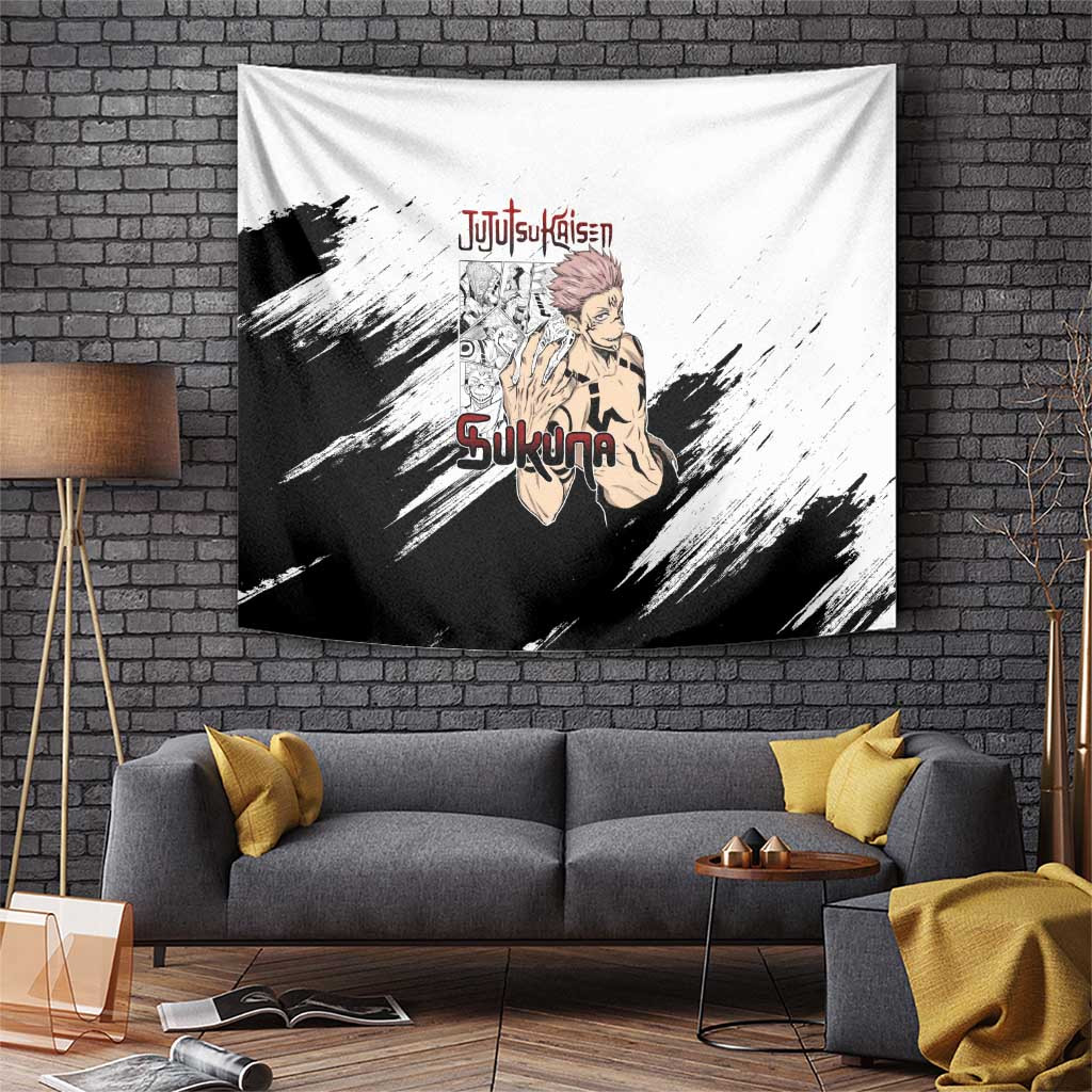 Sukuna Jujutsu Kaisen Tapestry Manga Panel Design With Cursed Mark Graphics