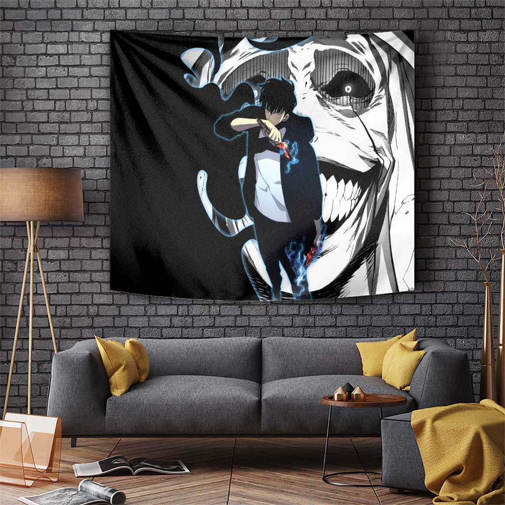 Sung Jin Woo Shadow Monarch Tapestry Solo Leveling Anime Graphic