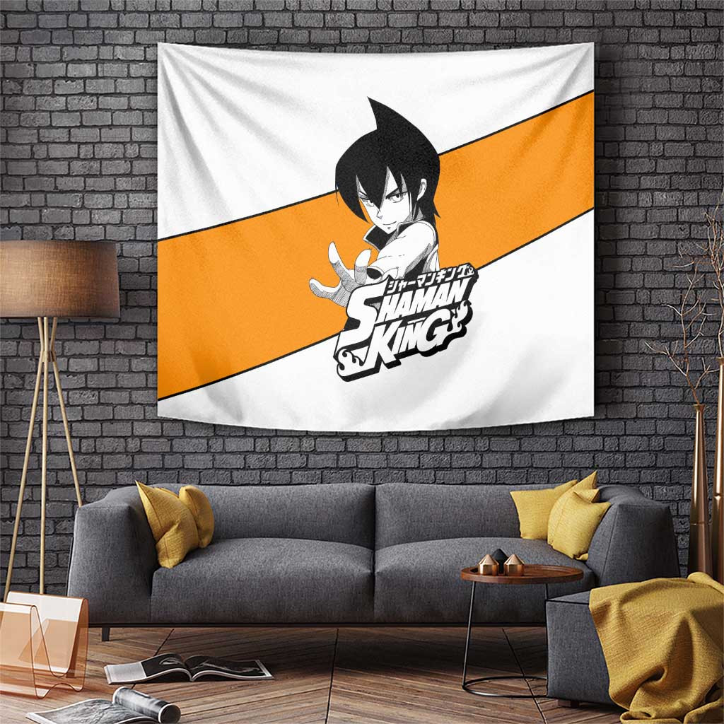 Tao Ren Shaman King Confident Shaman Tapestry With Oversized Weapon Anime Style