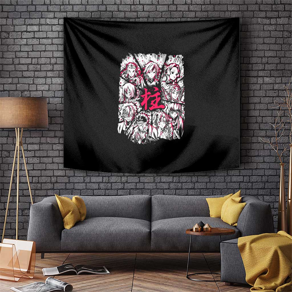 The Hashira Kimetsu No Yaiba Pillars United Tapestry In Dynamic Battle Pose Anime Style