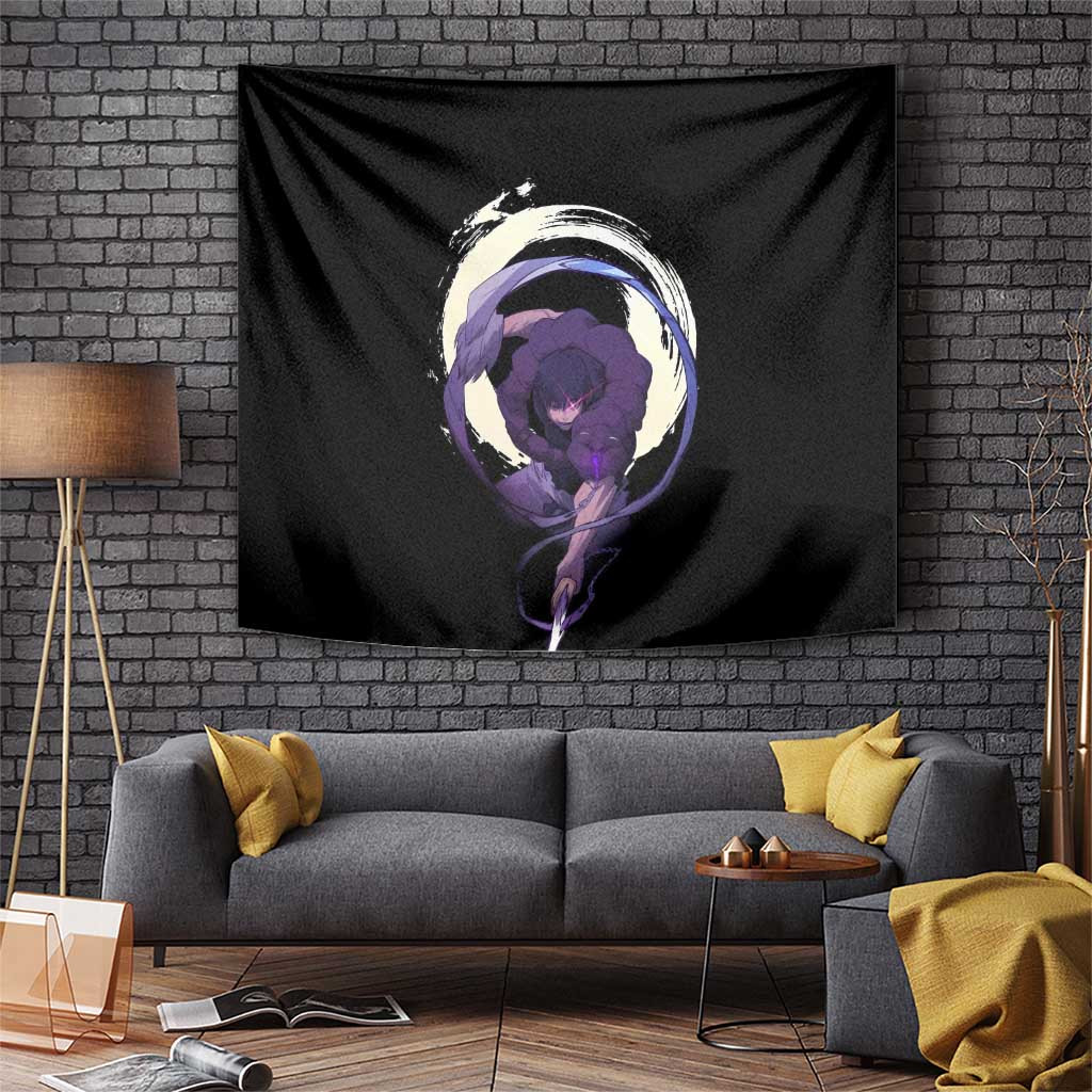 Toji Fushiguro Jujutsu Kaisen Tapestry With Combat Pose And Ink Circle Design