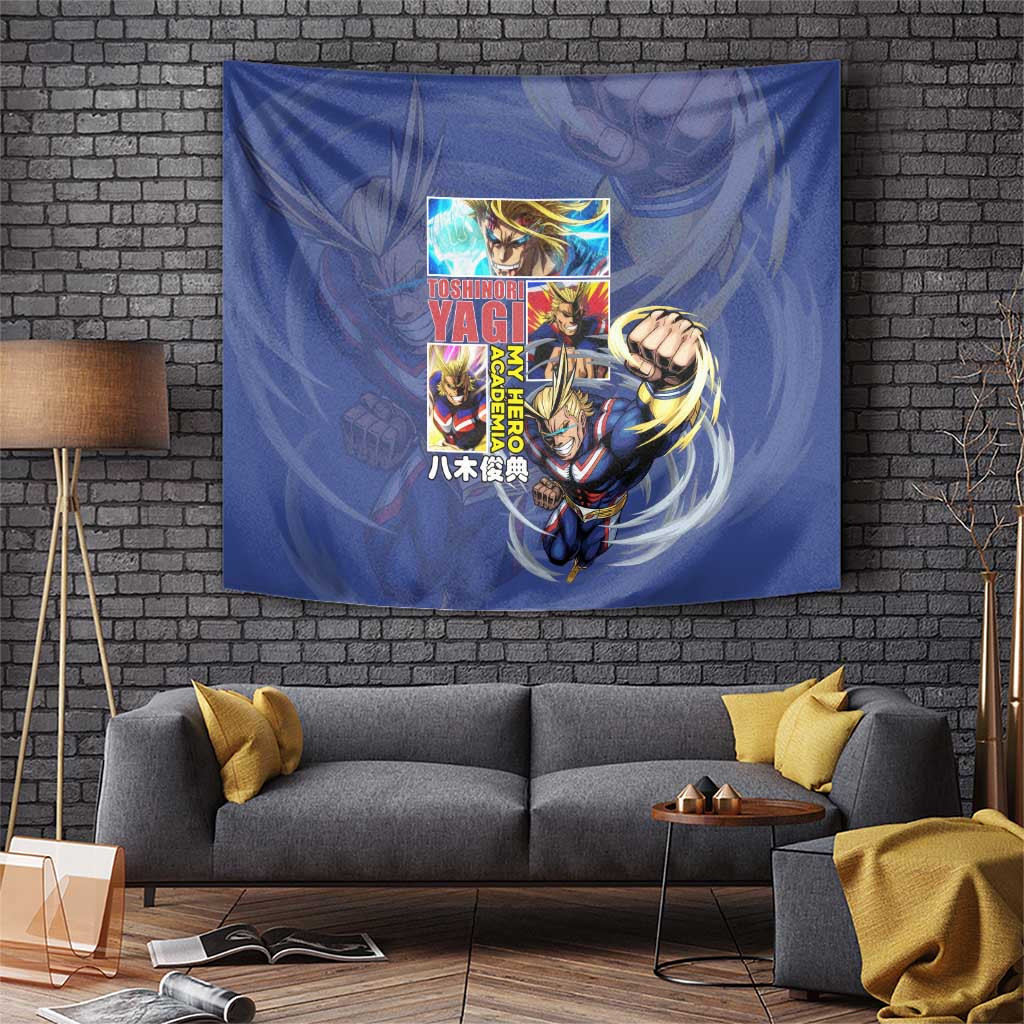 Toshinori Yagi My Hero Academia Tapestry All Might Dynamic Blue Comic Style