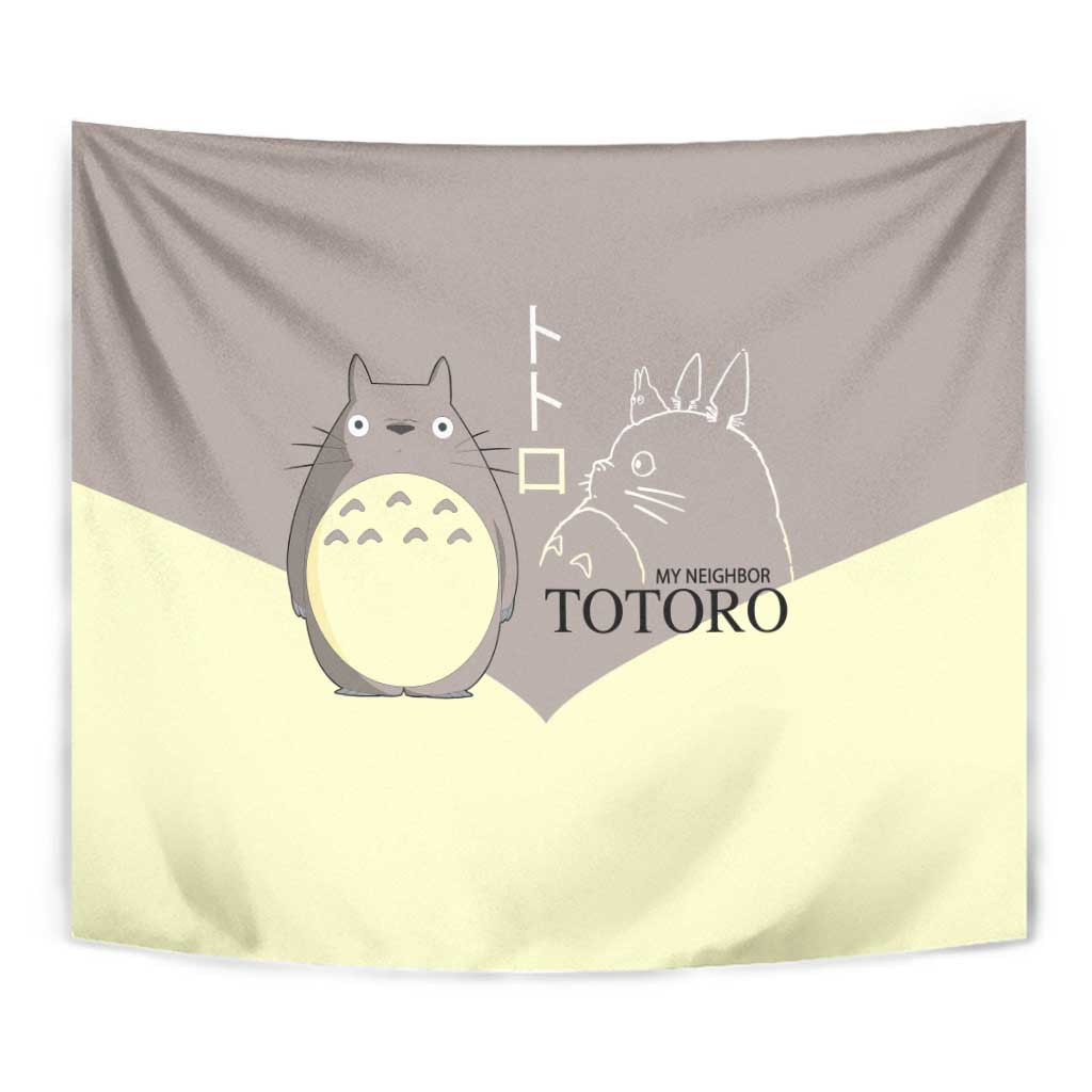 Totoro My Neighbor Totoro Tapestry Minimalist Anime Character Beige And Grey