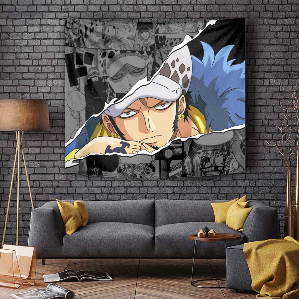 Trafalgar D Water Law One Piece Tapestry With Sword Manga Panels One Piece Anime