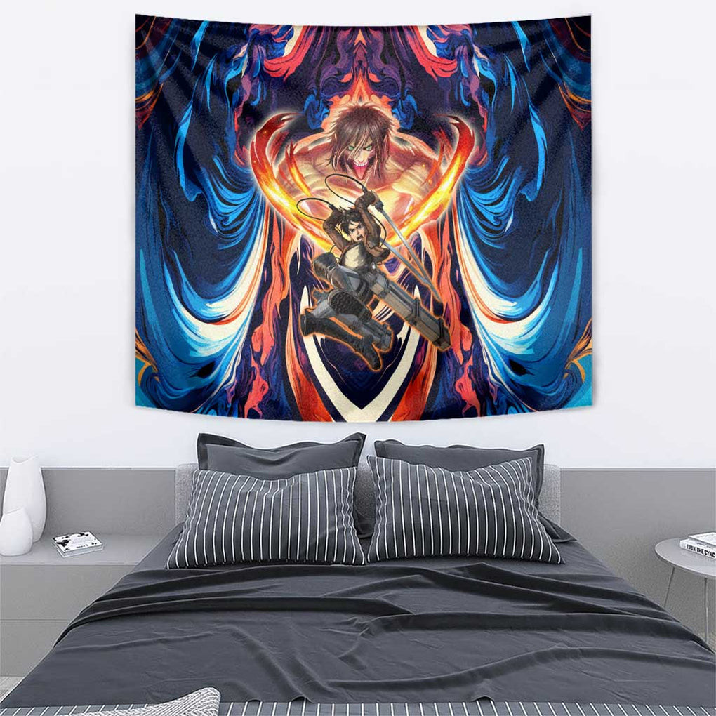 Trippy Eren Yeager Attack On Titan Tapestry Trippy Style