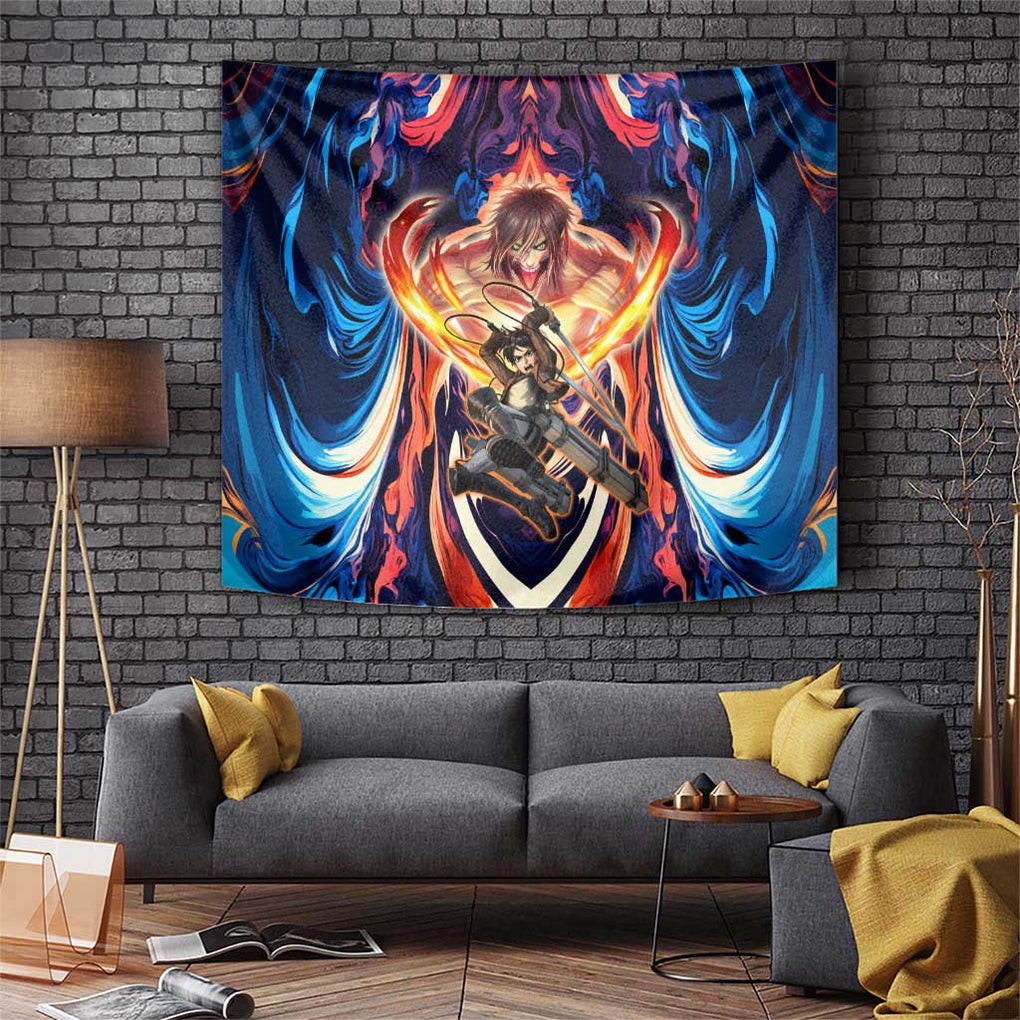 Trippy Eren Yeager Attack On Titan Tapestry Trippy Style