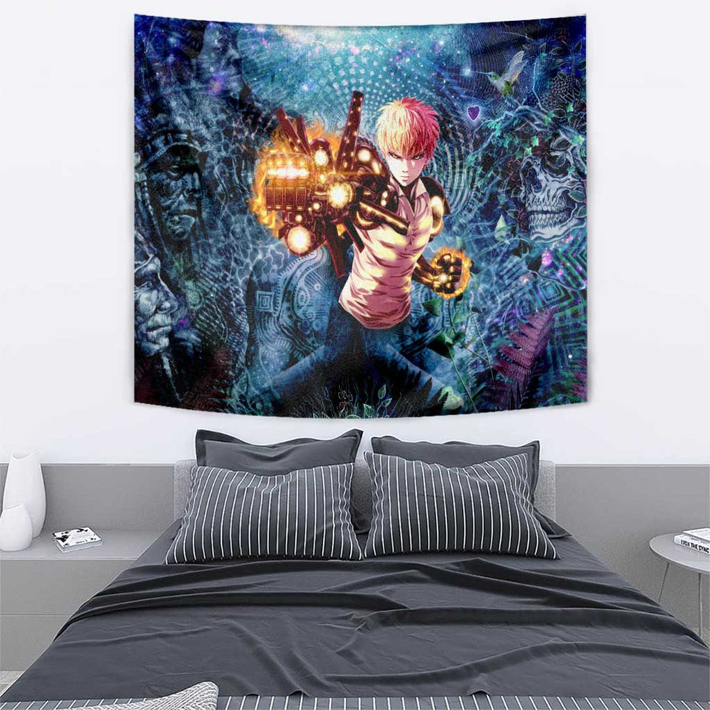 Trippy Genos One Punch Man Tapestry Trippy Mix Anime Style
