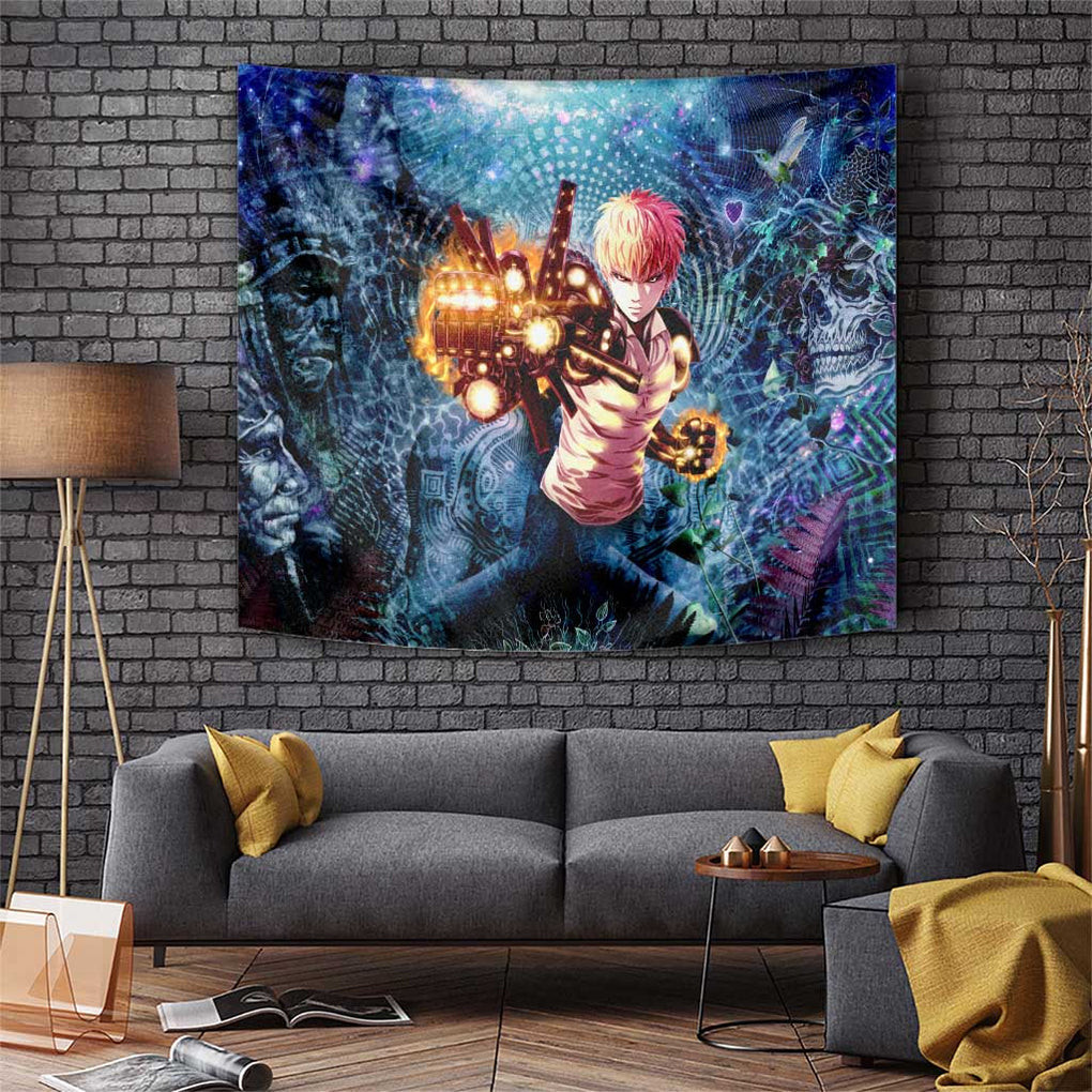 Trippy Genos One Punch Man Tapestry Trippy Mix Anime Style