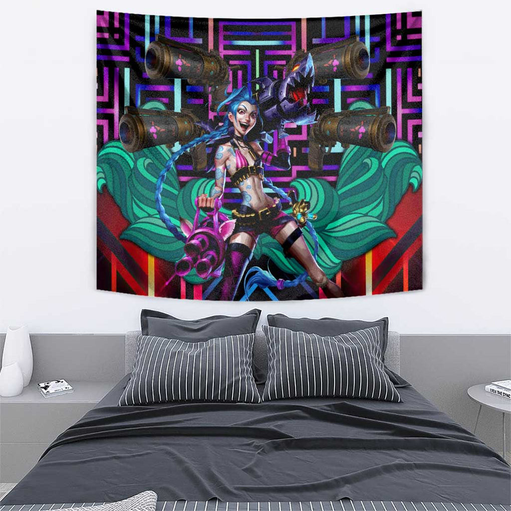 Trippy Jinx Arcane League Of Legends Tapestry Game Art Mix Trippy Style