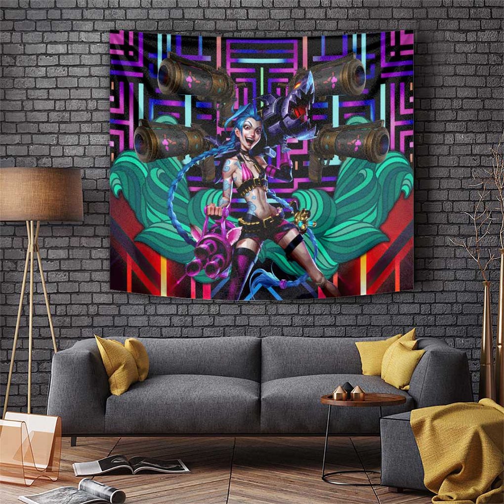 Trippy Jinx Arcane League Of Legends Tapestry Game Art Mix Trippy Style