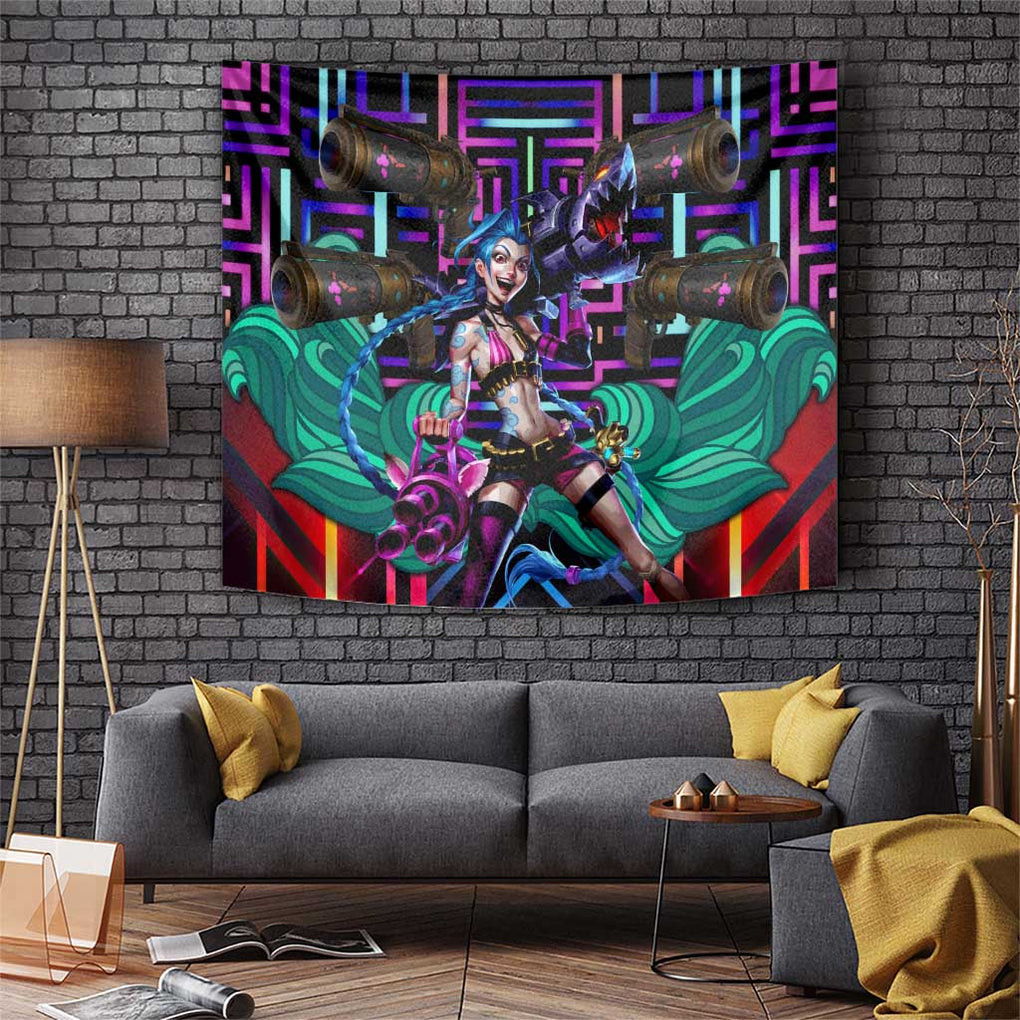 Trippy Jinx Arcane League Of Legends Tapestry Game Art Mix Trippy Style