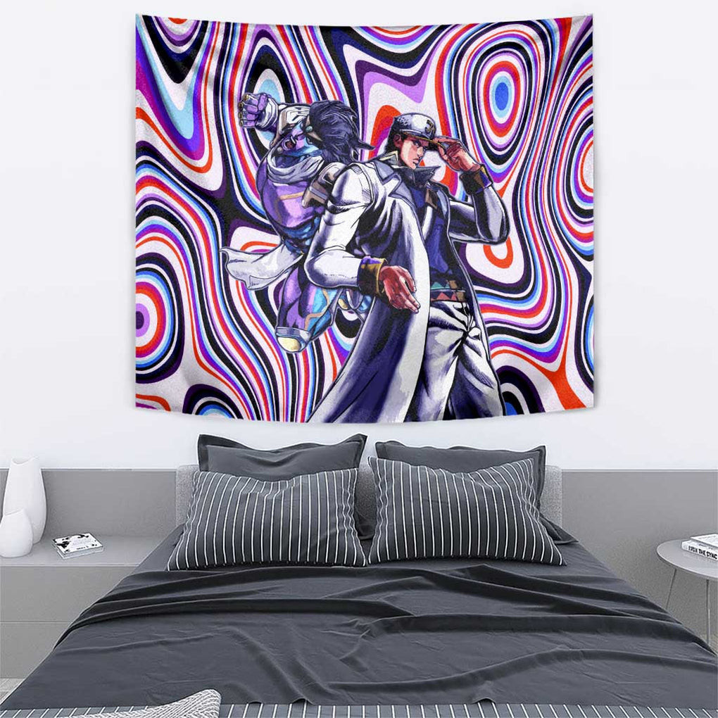 Trippy Jotaro Kujo Jojos Bizarre Adventure Tapestry Anime Mix Trippy Style