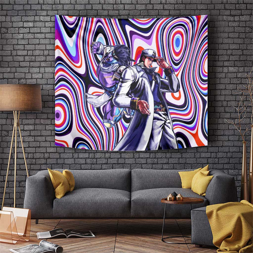 Trippy Jotaro Kujo Jojos Bizarre Adventure Tapestry Anime Mix Trippy Style