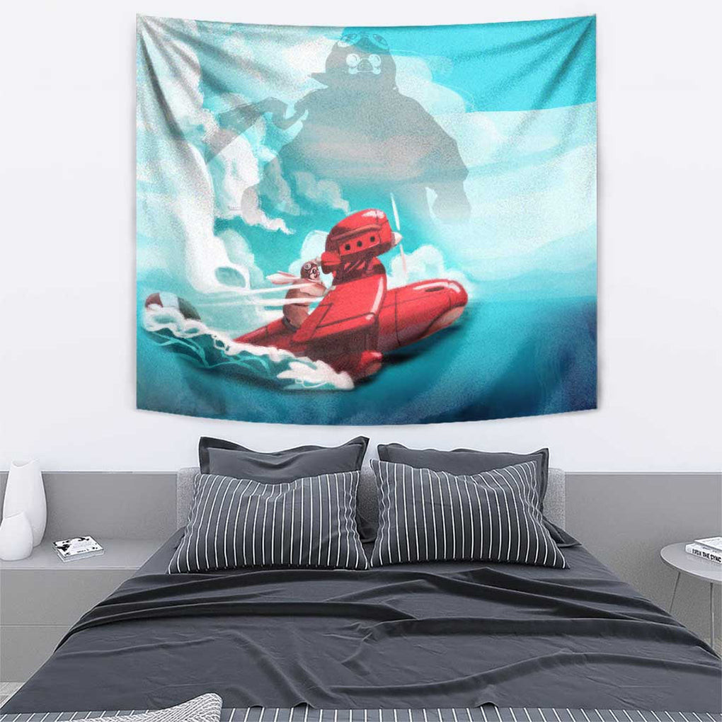 Trippy Porco Rosso Studio Tapestry Anime Style