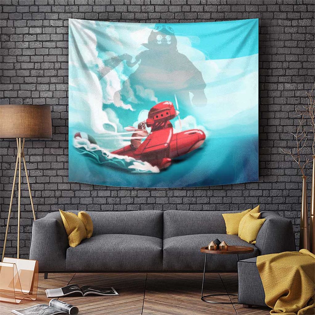 Trippy Porco Rosso Studio Tapestry Anime Style