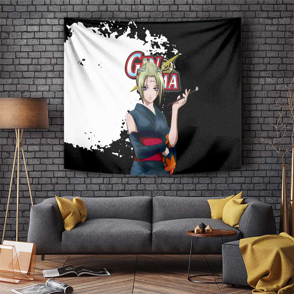 Tsukuyo Gintama Smoking Kunoichi Tapestry With Floral Kimono Anime Style