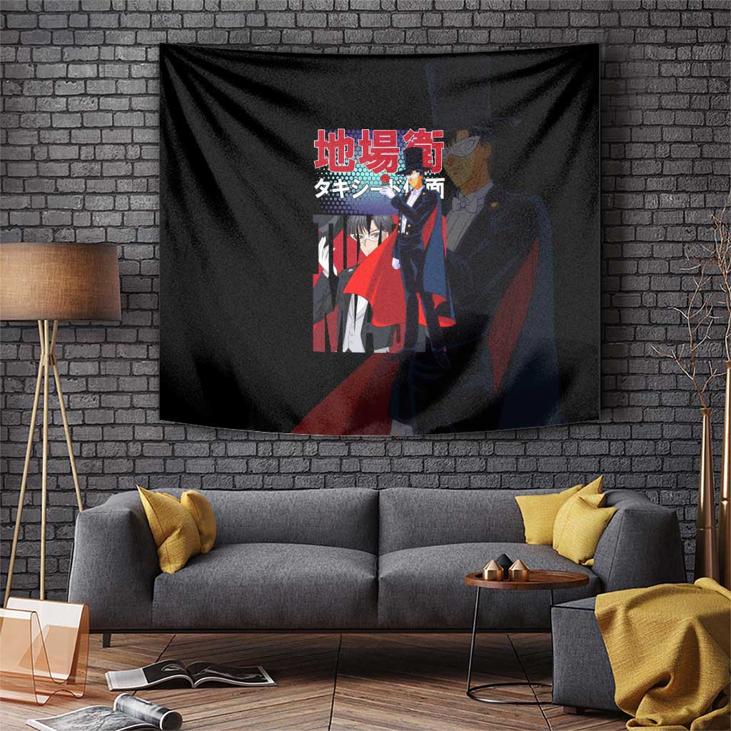 Tuxedo Mask Sailor Moon Tapestry With Classic Black Rose Suit Style