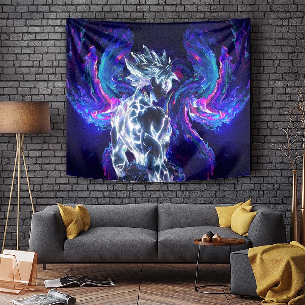 Ultra Instinct Goku Dragon Ball Tapestry With Cosmic Aura Energy Burst