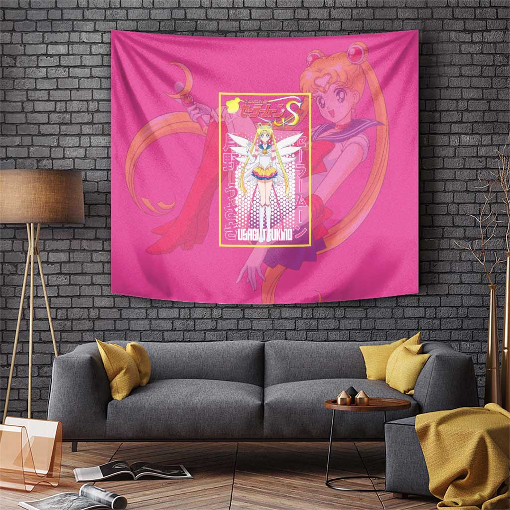 Usagi Tsukino Sailor Moon Tapestry With Cosmic Pink Moon Princess Theme