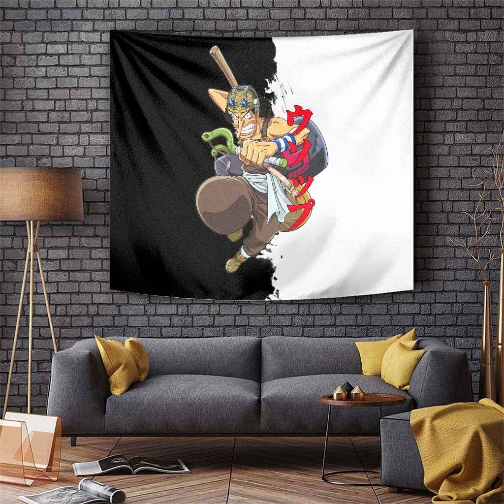 Usopp One Piece Tapestry With Slingshot Action And Straw Hat Pirates Artwork
