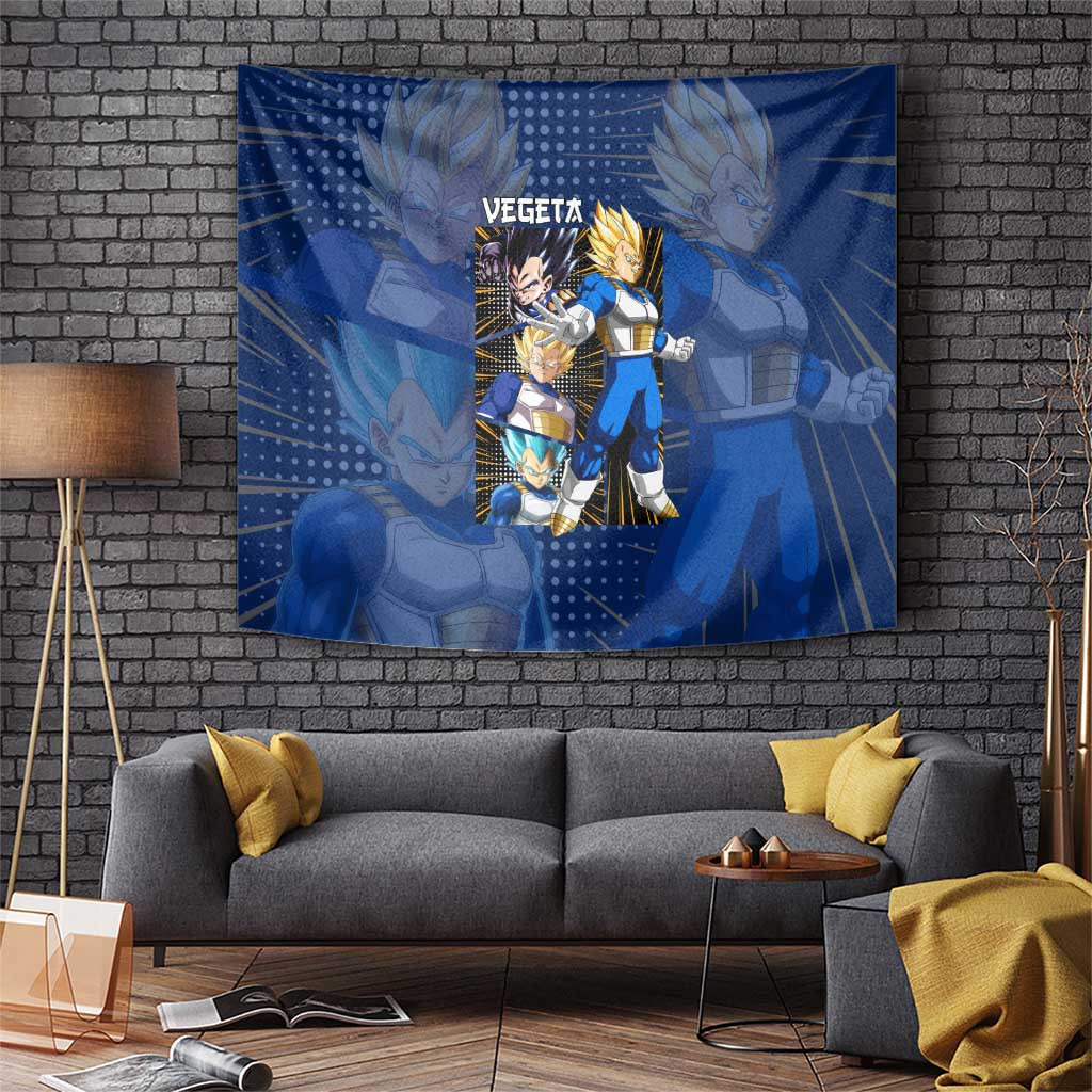 Vegeta Dragon Ball Proud Saiyan Warrior Tapestry With Blue Armor Anime Style