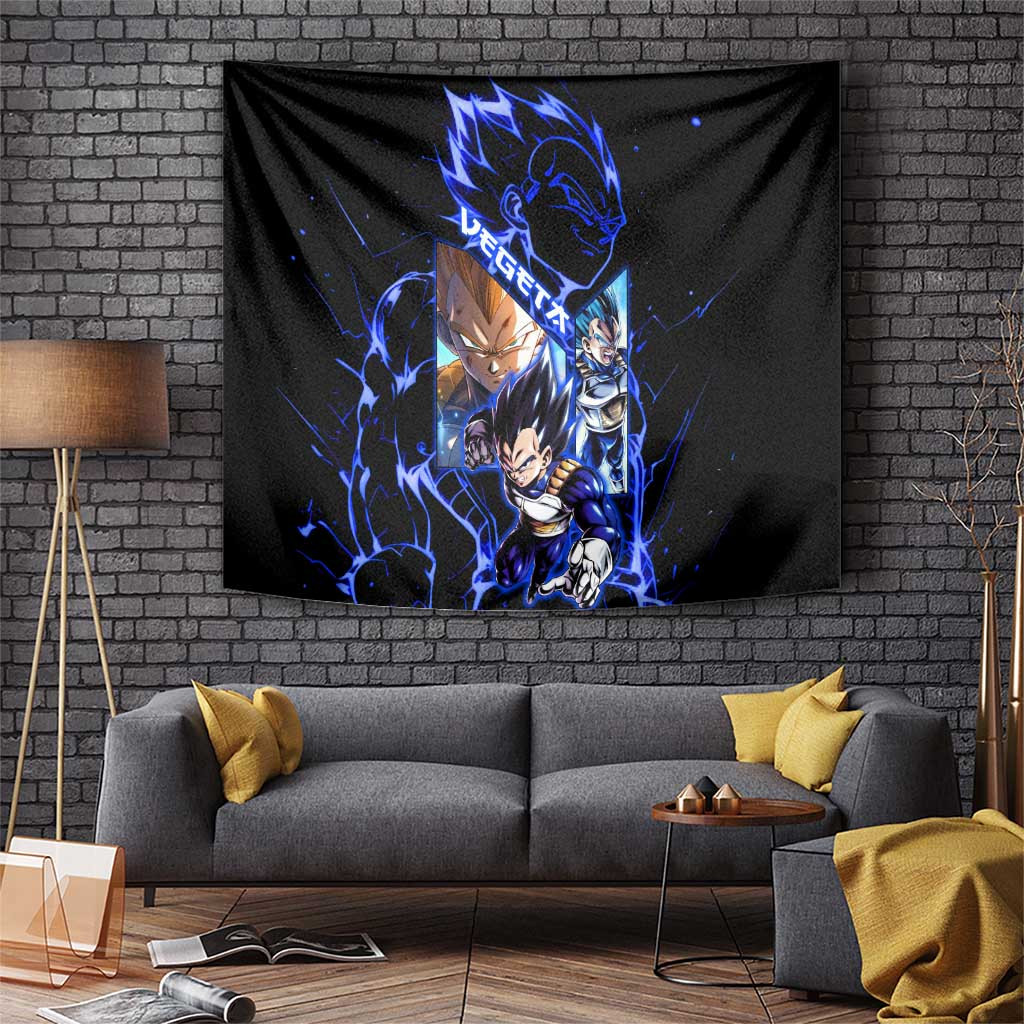Vegeta Dragon Ball Z Tapestry With Lightning Aura And Saiyan Armor Design