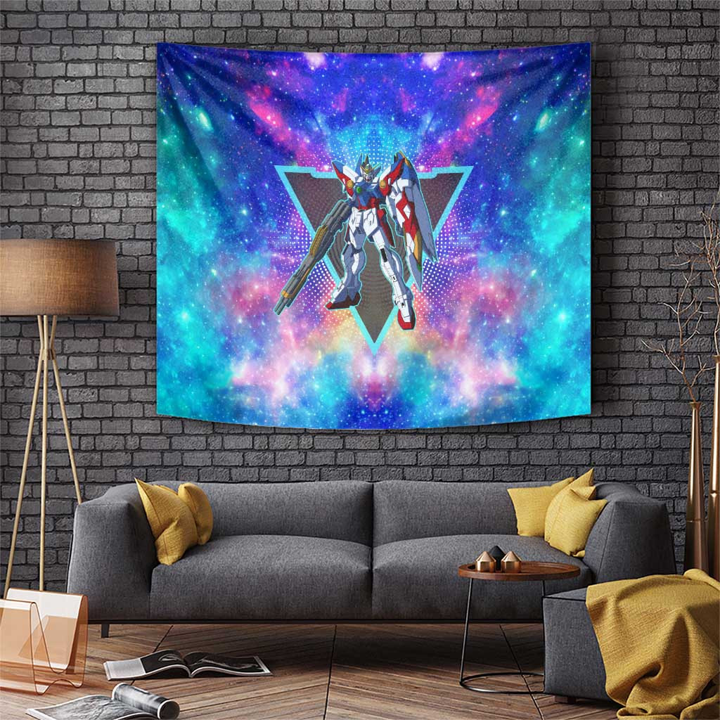 Wing Zero Gundam Tapestry With Cosmic Energy Burst Pattern
