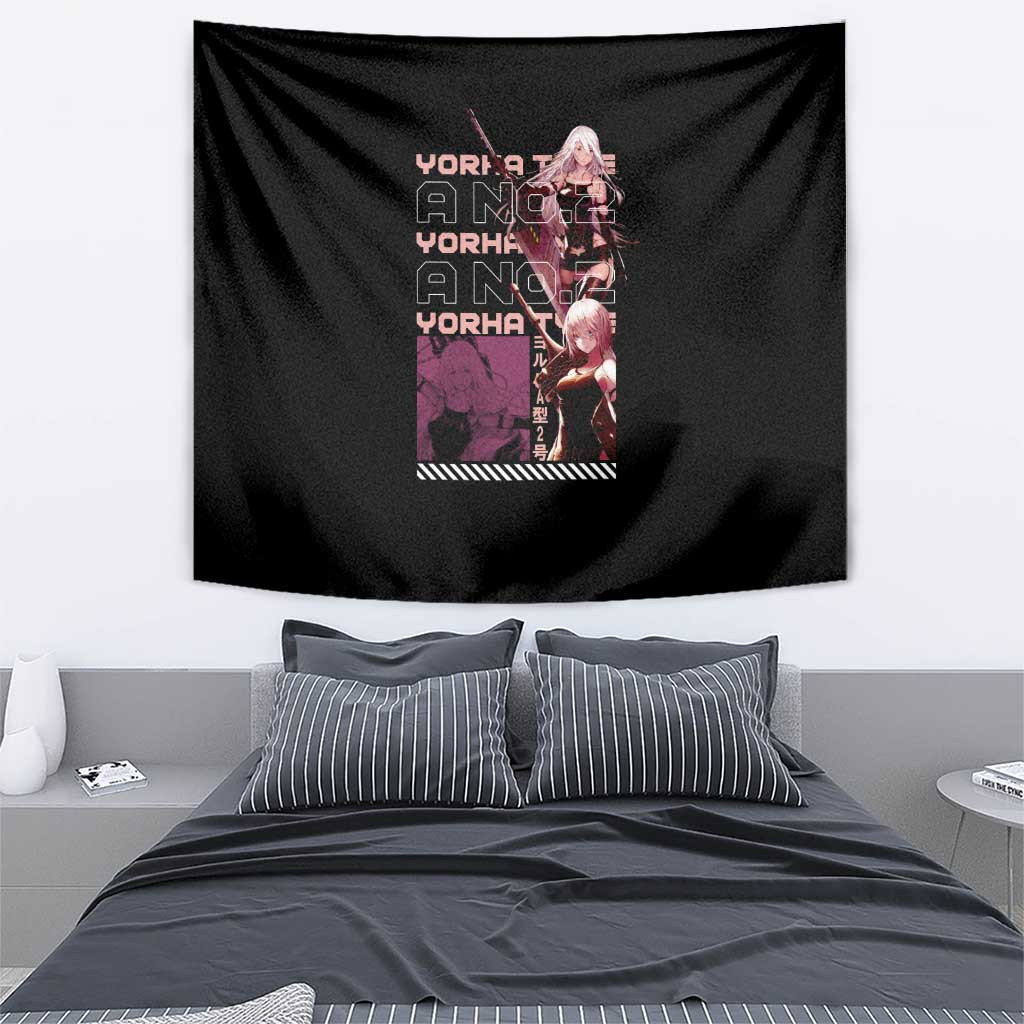 Yorha Type A No2 Tapestry Black With Nier Automata Anime Character Design
