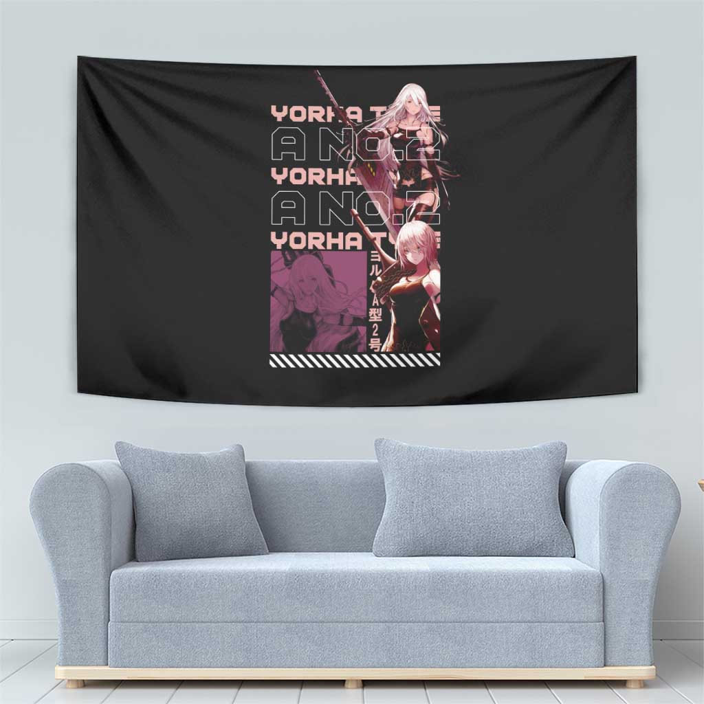 Yorha Type A No2 Tapestry Black With Nier Automata Anime Character Design