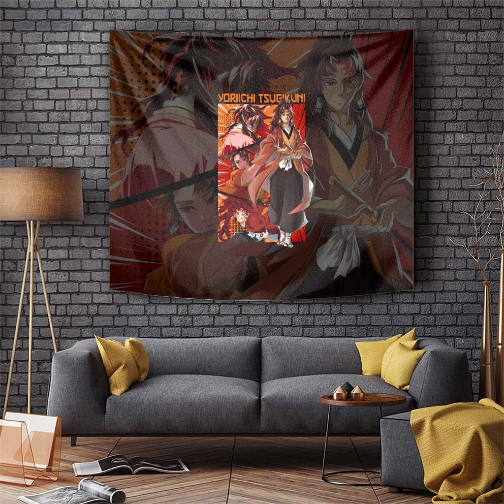 Yoriichi Demon Slayer First Sun Breather Tapestry With Marked Face Japan Anime Style