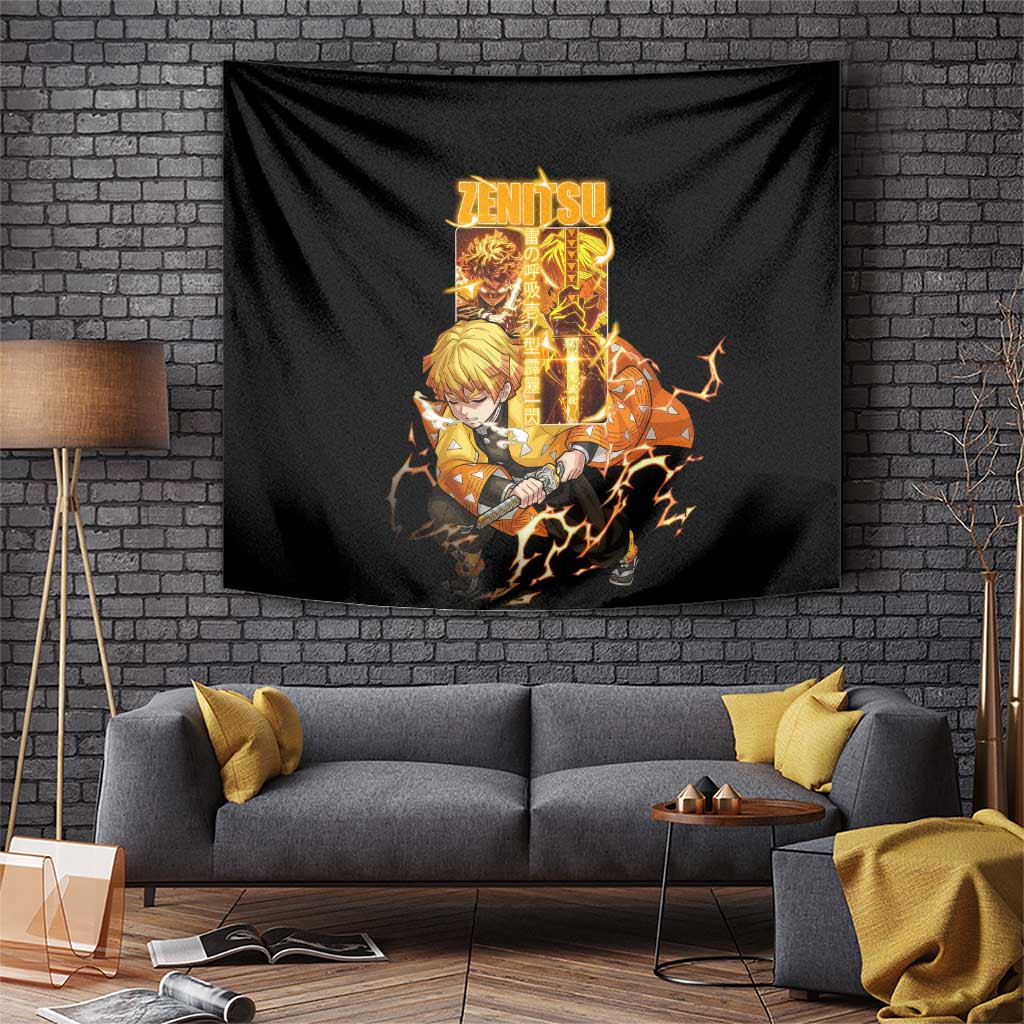 Zenitsu Agatsuma Demon Slayer Tapestry With Thunder Breathing Design Demon Slayer Anime