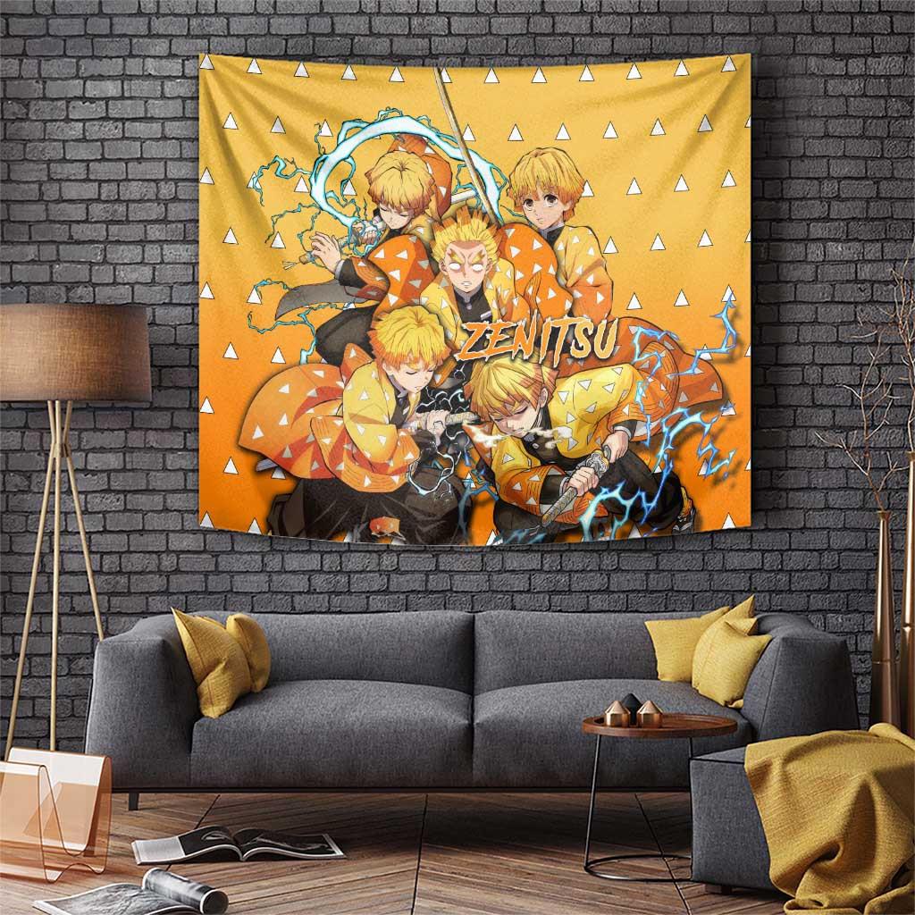 Zenitsu Demon Slayer Fast Lightning Strike Tapestry And Fearful Charm Japan Anime Style
