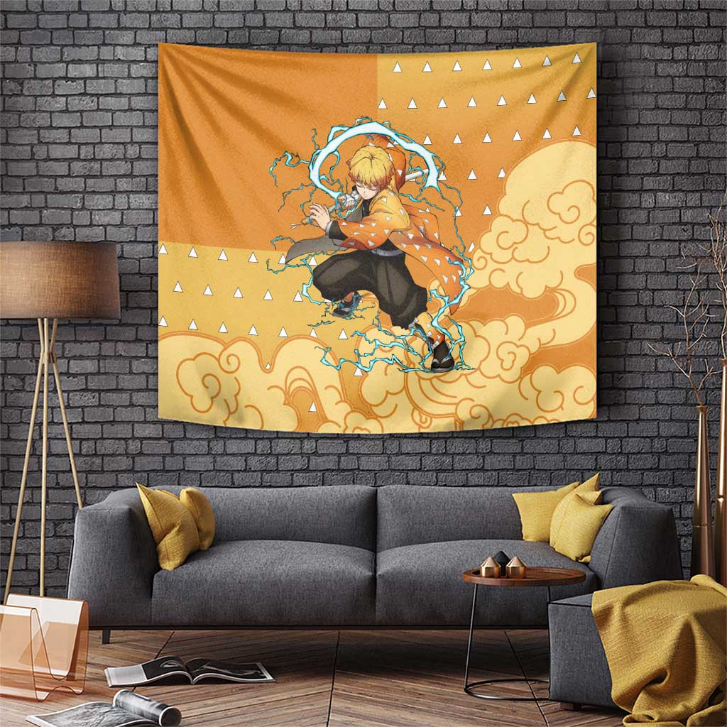 Zenitsu Demon Slayer Tapestry Lightning Breathing Thunderclap Pose Japan Anime Style