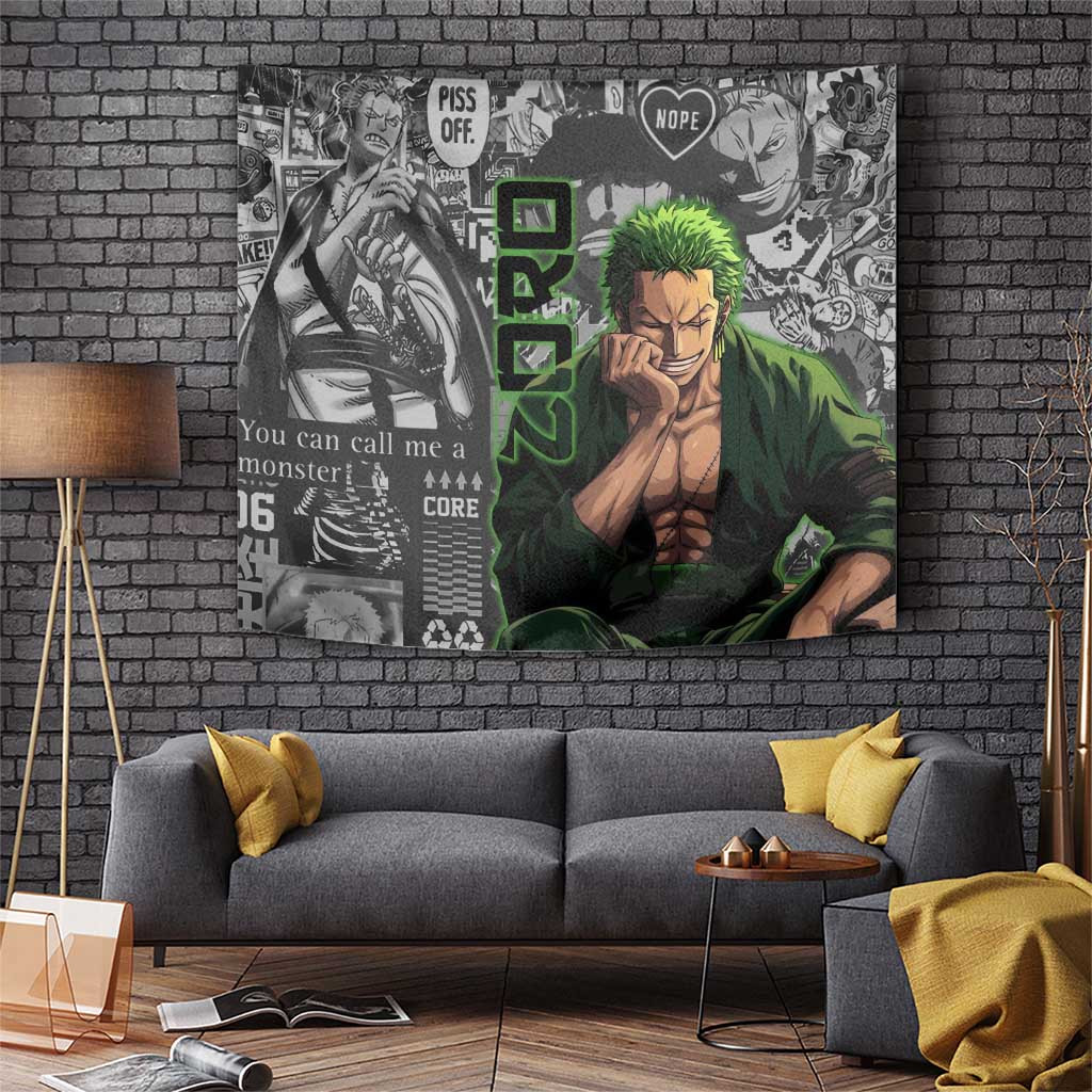 Zoro Noaroro One Piece Tapestry With Green Hair And Sword Anime Design One Piece