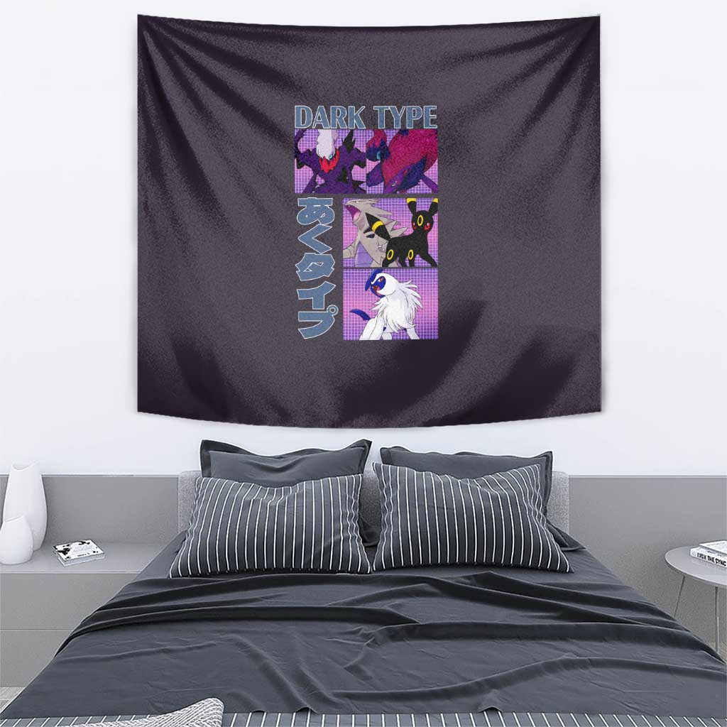 Dark Type Pokemon Tapestry Anime Style