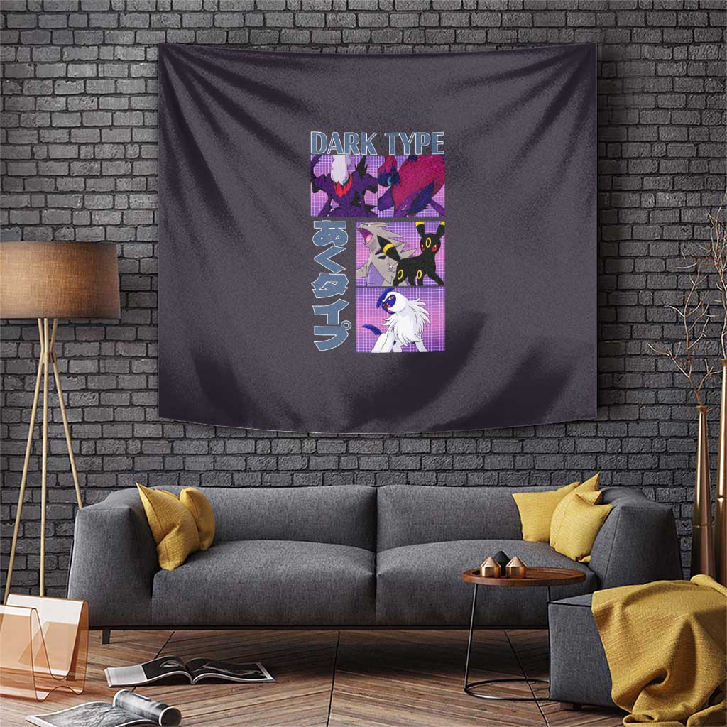Dark Type Pokemon Tapestry Anime Style