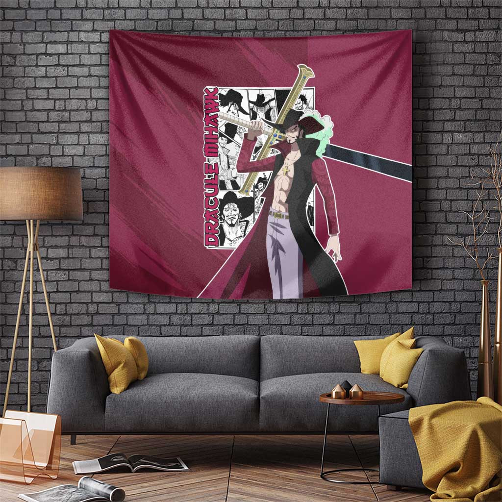 Dracule Mihawk - One Piece Tapestry Anime Mix Manga Style