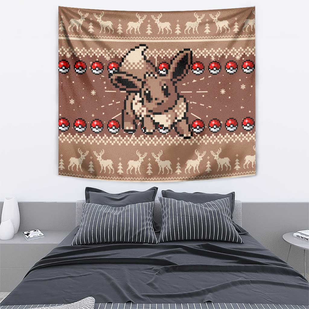 Eevee Pokemon Tapestry Anime Pixel Christma Pattern Style