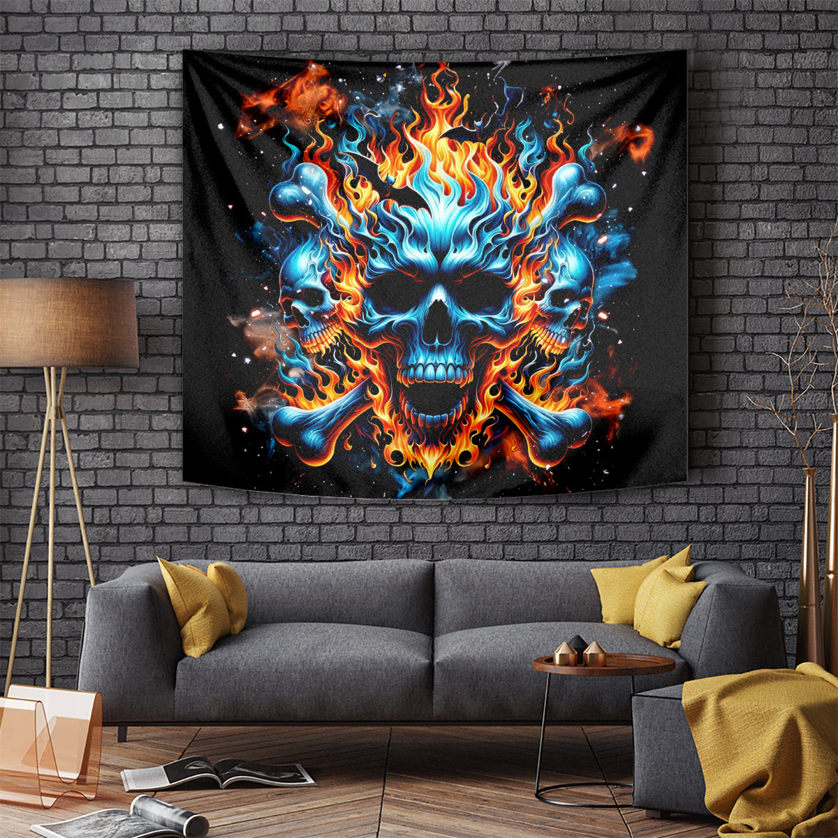 Flame Skull Tapestry When I Was Born The Devil Said Ohh Shit Competition Dt01