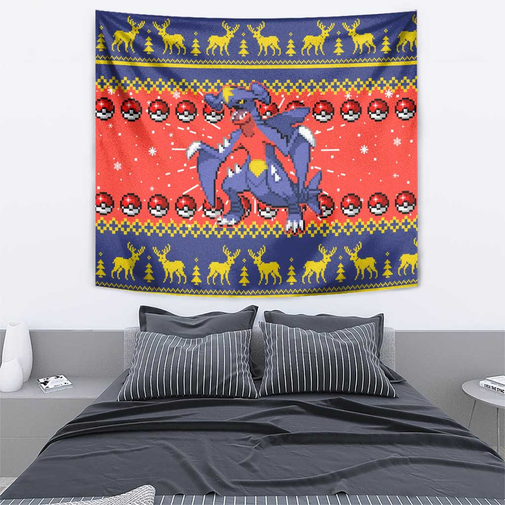 Garchomp Pokemon Tapestry Anime Pixel Christma Pattern Style