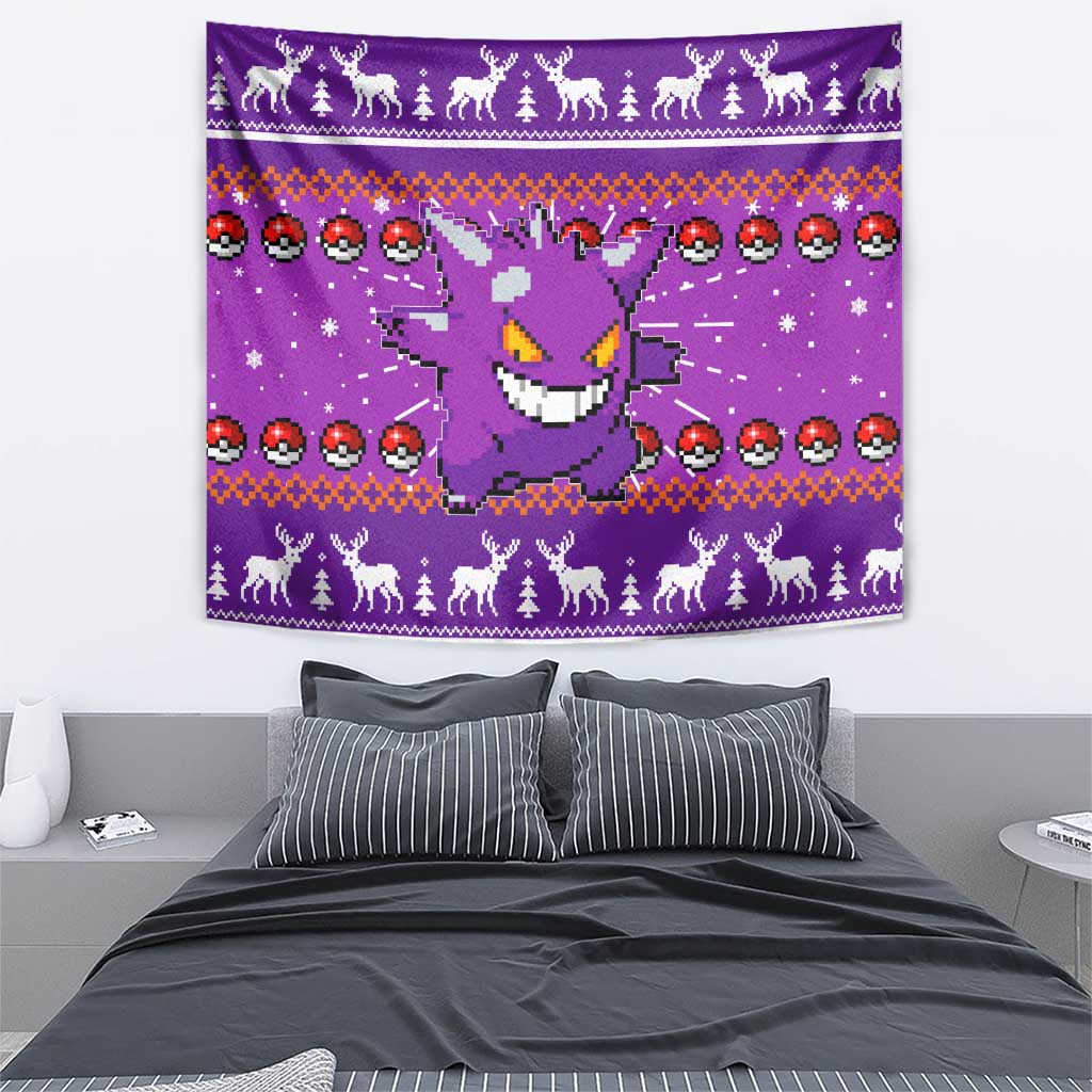 Gengar Pokemon Tapestry Anime Pixel Christma Pattern Style
