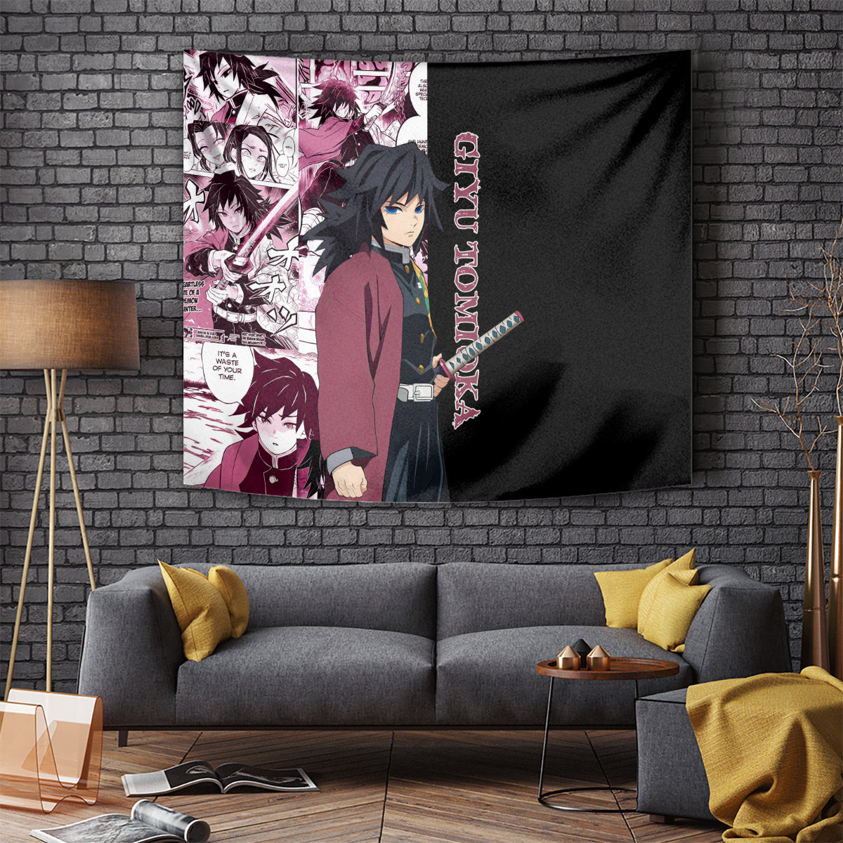 Giyu Tomioka Demon Slayer Tapestry Anime Mix Manga Style