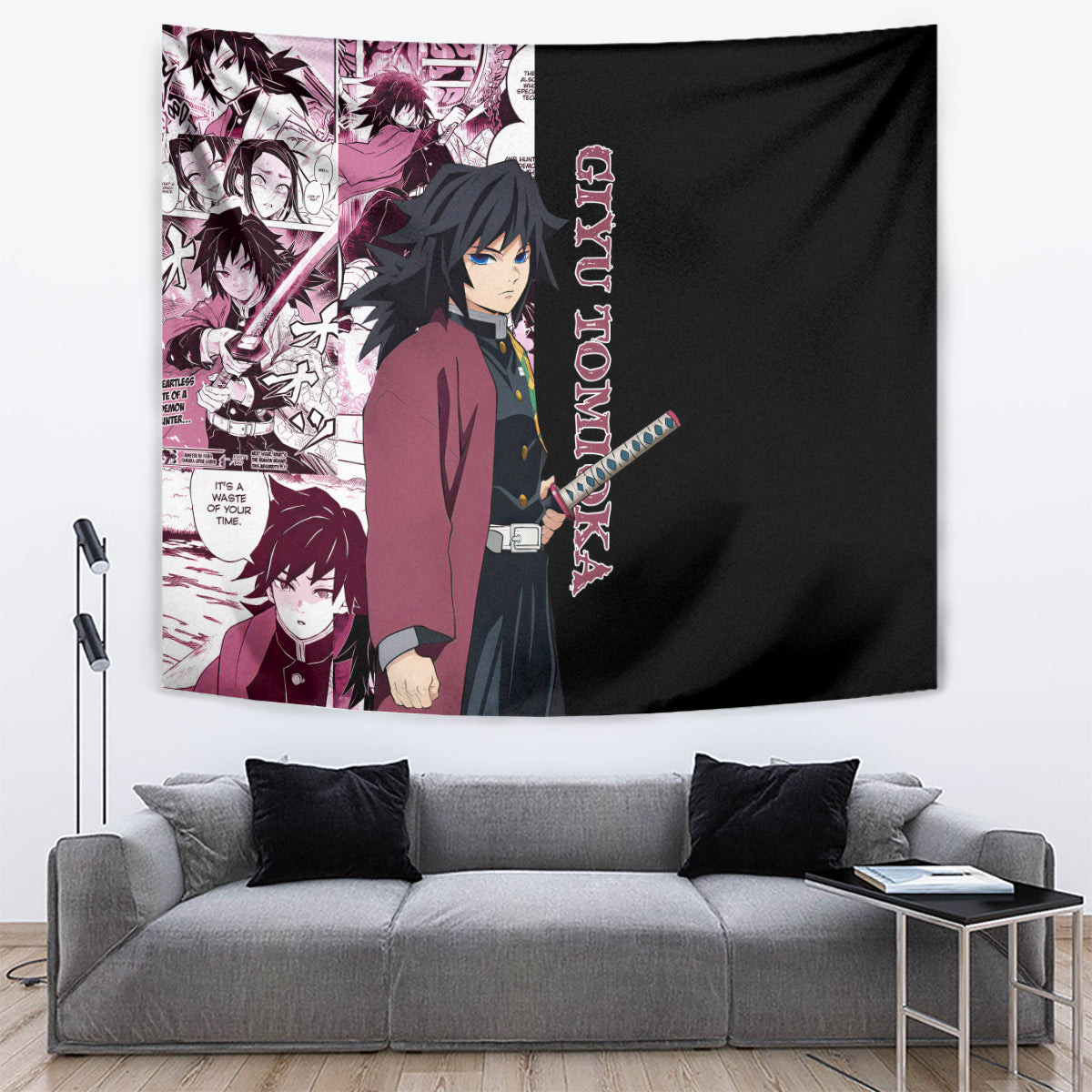Giyu Tomioka Demon Slayer Tapestry Anime Mix Manga Style