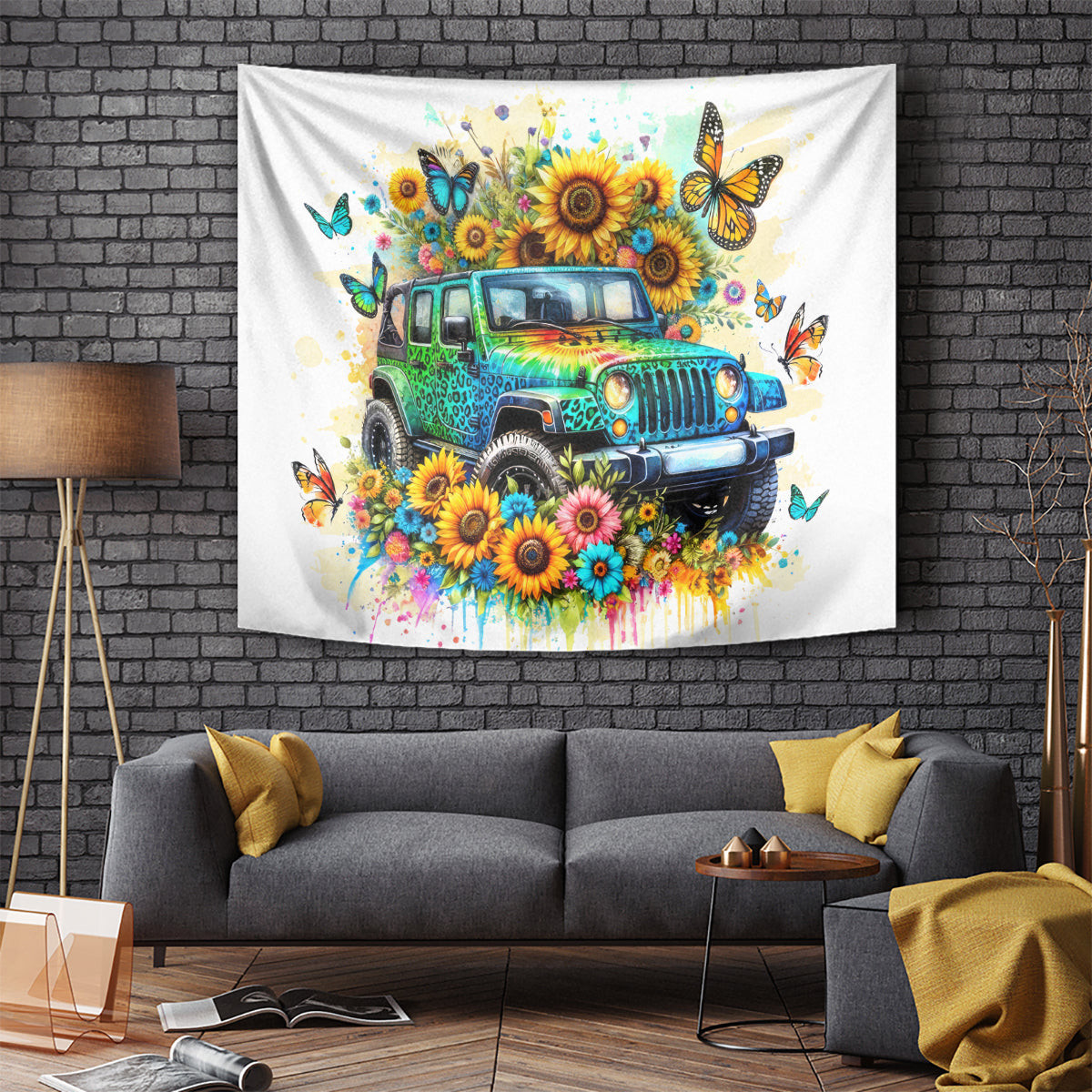 Hippie Jeep Tapestry Jeep Girls Are Sunshine Mixed With A Little Hurricane Dt01