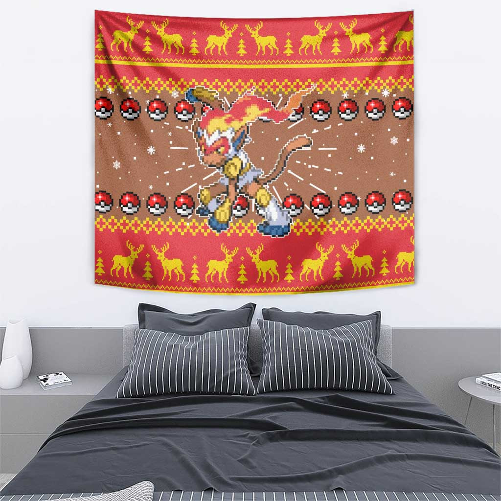 Infernape Pokemon Tapestry Anime Pixel Christma Pattern Style