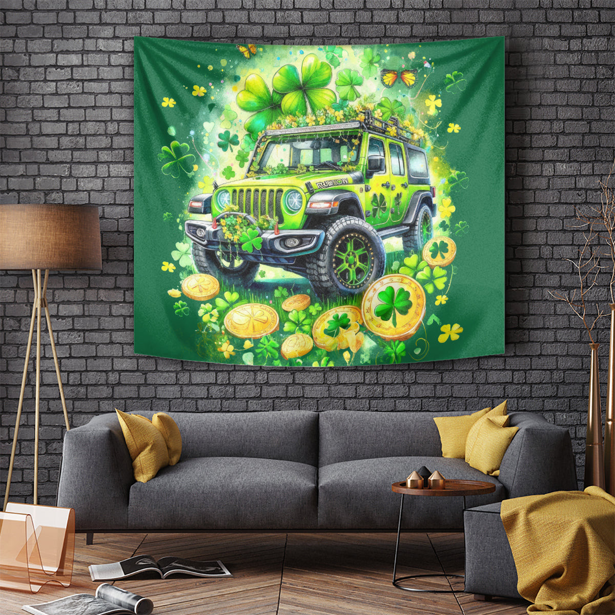 Irish Jeep Tapestry In March We Wear Green Dt01