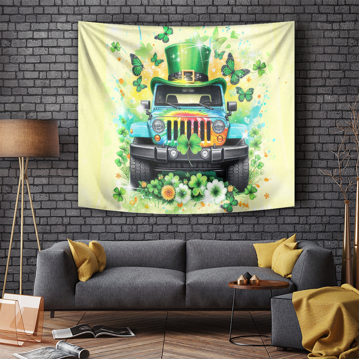 Irish Jeep Tapestry In March We Wear Green Dt01
