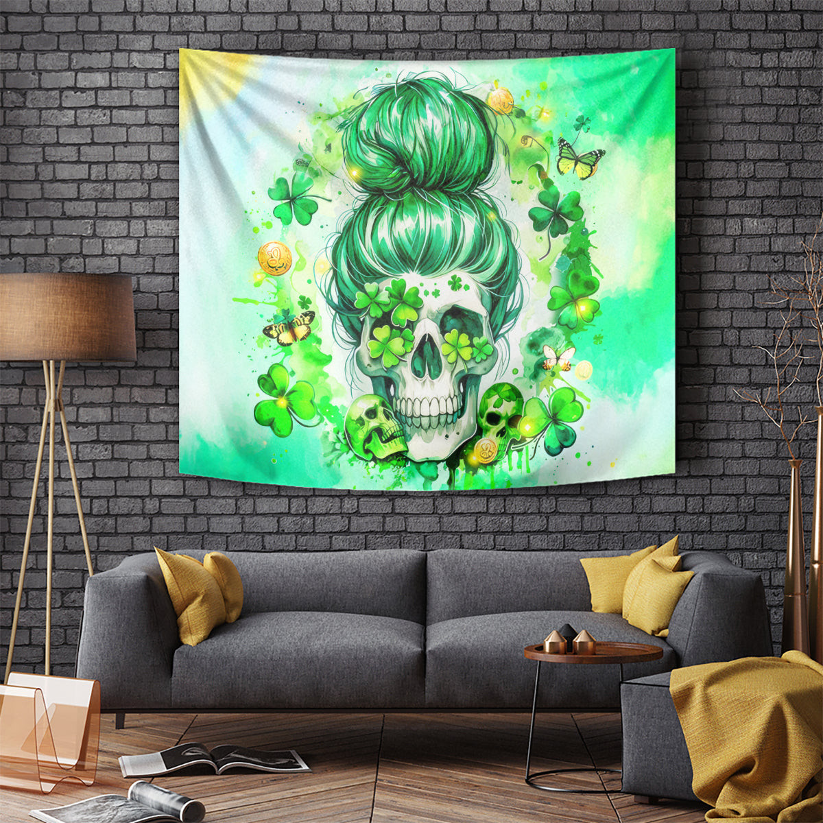 Irish Skull Tapestry Oho Lucky Mama Dt01